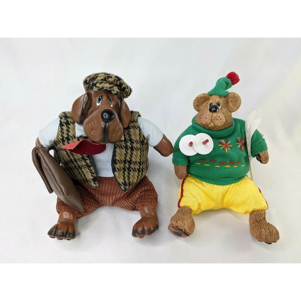 Russ Top Dawg and Mogul Skier Country Folks Figure Plush 7 Inch Lot of 2 Stuffed